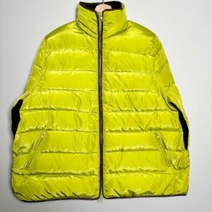 Fumblin' Foe Quilted Oversized Puffer Vest in Chartreuse Green Sz L